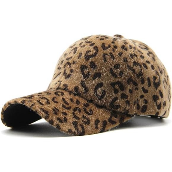 Faux Fur Baseball Cap, Warm Leopard Fleece Baseball Hats, Plush Winter Hip-Hop